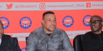 Dário Monteiro during the press conference announcing his appointment as Mbabane Swallows head coach.
