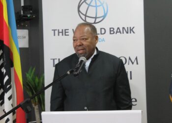 Minister of Economic Planning and Development Dr. Thambo Gina speaks during the launch of the Eswatini Economic Update at the UN House in Mbabane.