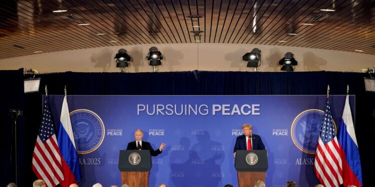 US President Donald Trump and Russian President Vladimir Putin hold a joint press conference. Drew Angerer/AFP/Getty Images