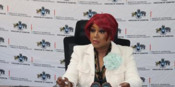 Minister of ICT Savannah Maziya speaking to the media during the launch of the Udacity Coding Programme in Mbabane.