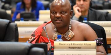 Eswatini Senator Tony Sibandze makes a submission at the Pan-African Parliament, calling for cultural sensitivity in the proposed Model Law on marriage and family life.