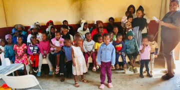 Children aged 9 months to 5 years receive measles-rubella vaccines during a community outreach at Dziya, Siphofaneni, under the national immunisation campaign.