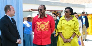His Majesty King Mswati III, joined by Inkhosikati LaMotsa, during a tour of the Türkmenbaşy Oil Processing Complex in Turkmenistan, following the establishment of diplomatic ties between the two nations.
