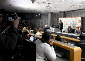 Minister of International Relations and Cooperation, Ronald Lamola, speaking during a joint media briefing with the Minister of Trade, Industry and Competition on Monday, 4 August 2025, addressing South Africa’s response to US trade measures.