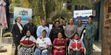 Officials from the Ministry of Health, DPM’s Office, FODSWA, and UN agencies pose for a group photo after the neonatal disability screening workshop held in Mbabane.
