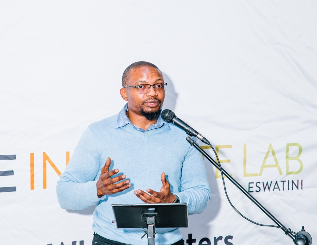 Samkelo Ginindza, Oracle’s Head of Pricing & Design, speaks during the launch of the Innovate Lab in Mbabane.