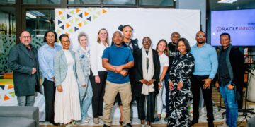 Startups, mentors, and partners gather for a group photo during the launch of the Oracle Innovate Lab in Mbabane.