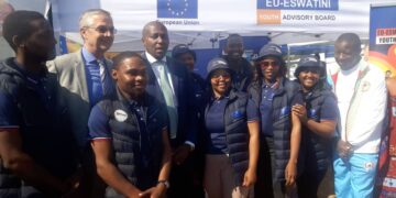 EU Ambassador to Eswatini Karsten Mecklenburg speaks at the national commemoration of International Youth Day in Gege on 14 August 2025, attended by Prime Minister Russell Dlamini and Minister of Sports, Culture and Youth Affairs Bongani Nzima.