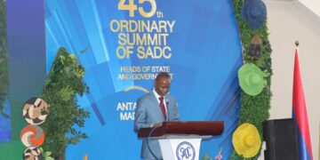 SADC Executive Secretary Elias Magosi addresses the Council of Ministers meeting in Antananarivo, Madagascar, outlining funding needs for regional development projects.