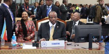 His Majesty King Mswati III seated during discussions at the 45th Ordinary SADC Summit in Antananarivo, Madagascar.
