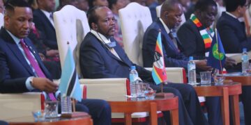 His Majesty King Mswati III seated during discussions at the 45th Ordinary SADC Summit in Antananarivo, Madagascar.