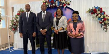 Botswana Tourism Grading Manager Joyce Morontshe joins Prime Minister Russell Dlamini and Tourism Minister Jane Mkhonta during the Tourism Nkwe Event in Ezulwini.