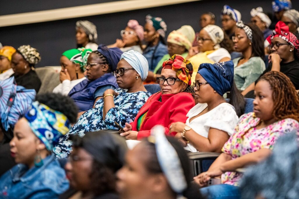 ERS women staff members dressed in colourful headwraps under the “Doek on Fleek” theme during the organisation’s Women’s Day commemoration. Photo by ERS.