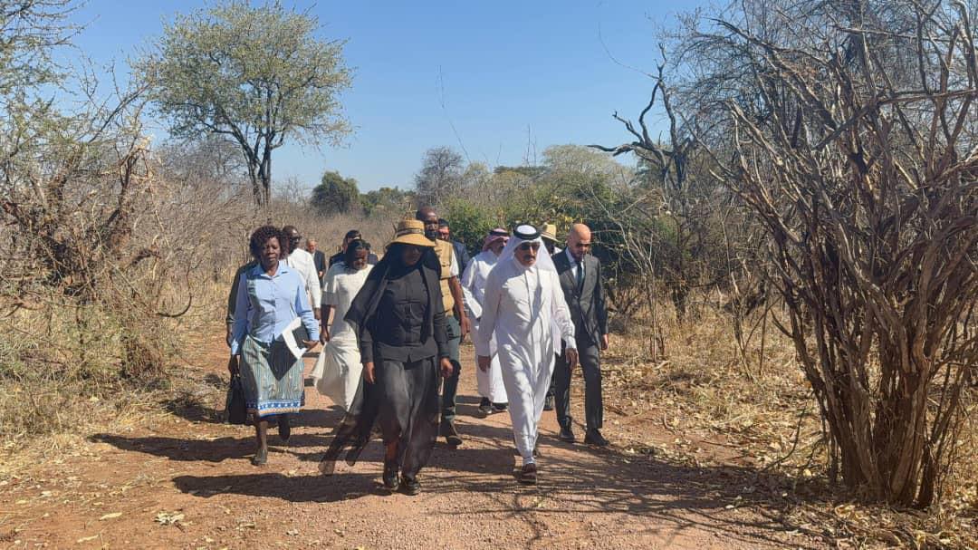 Tourism Minister Barbara Rwodzi with Sheikh Mansour Bin Jabor Bin Jassim Al Thani during investment talks in Victoria Falls yesterday