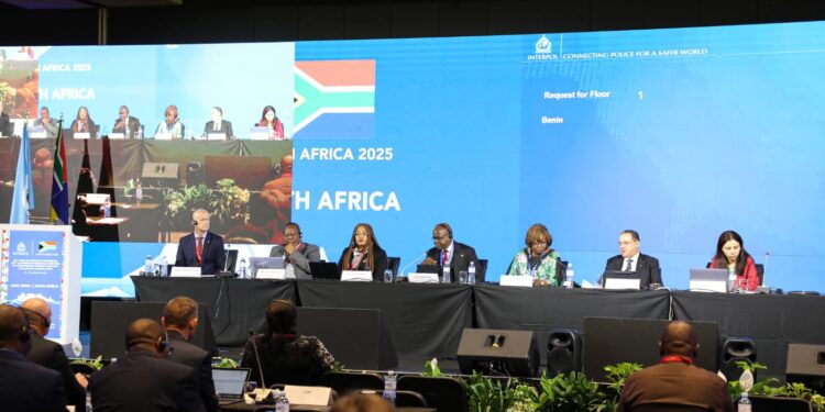 Lieutenant General Khosi Senthumule and other panelists share insights on tackling stolen motor vehicles at the Interpol African Regional Conference in Cape Town.