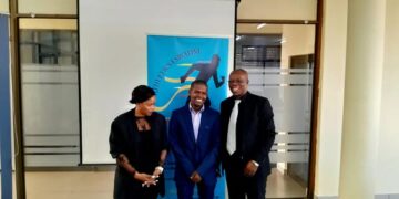 Mathokoza Dlamini (middle) takes a moment for a photo opportunity after his announcement as the new COO. Courtesy pic