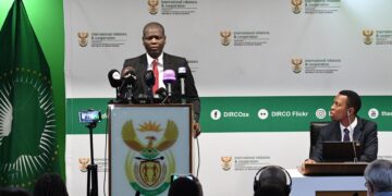 South Africa’s Minister of International Relations, Ronald Lamola, addressing the media on the country’s foreign policy and global engagements.