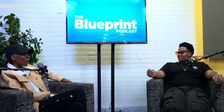 Boikarabelo and BA Pusha seated during the recording of The Blue Print Podcast, episode 31.