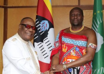 Prime Minister Russell Mmiso Dlamini with Archbishop Nicholas Duncan-Williams of Ghana during his visit to the Cabinet Office in Mbabane.