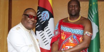 Prime Minister Russell Mmiso Dlamini with Archbishop Nicholas Duncan-Williams of Ghana during his visit to the Cabinet Office in Mbabane.