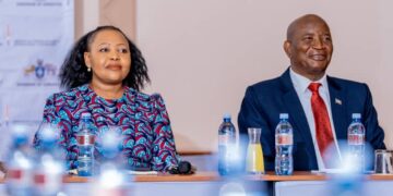 Minister of Foreign Affairs and International Cooperation Pholile Shakantu with Senate Deputy President Ndumiso Mdluli following the proceedings. | pic: supplied