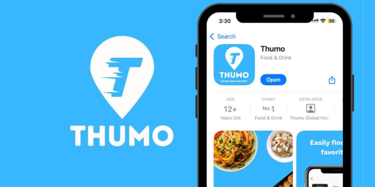 Thumo app logo with a mobile phone screenshot