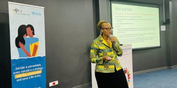 Dr. Nomthantazo Lukhele giving her community guide to curb suicide. |Pic: Xolani Mngomezulu