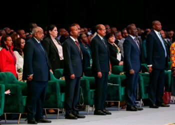 Eswatini PM Russell Mmiso Dlamini, far right, with other African leaders at the Africa Climate Week in Addis Ababa. Pic, Eswatini Gov