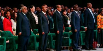 Eswatini PM Russell Mmiso Dlamini, far right, with other African leaders at the Africa Climate Week in Addis Ababa. Pic, Eswatini Gov