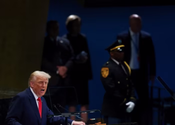 US President Donald Trump addresses the 80th United Nations General Assembly. Shannon Stapleton/Reuters