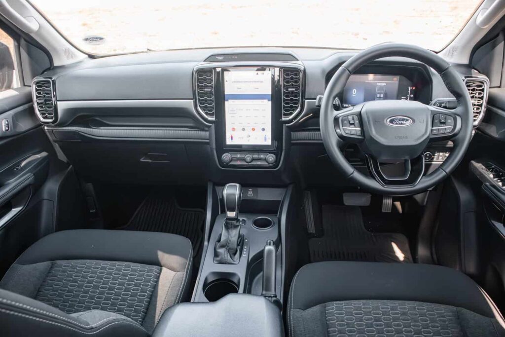 For the single turbo Ranger XLT, the smaller 10.1-inch infotainment system has been made standard. Image: Rynhardt Steenkamp