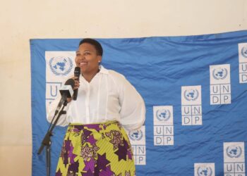 Minister Nthati Moorosi engages with students during the digital skills training programme at Ts’akholo High School in Mafeteng.