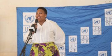 Minister Nthati Moorosi engages with students during the digital skills training programme at Ts’akholo High School in Mafeteng.