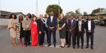 Prime Minister Russell Mmiso Dlamini with Minister of Housing and Urban Development Appolo Maphalala and the ICMA delegation during the conference hosted in Eswatini.