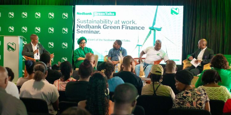 Nedbank Eswatini Managing Director Fikile Nkosi with fellow panelists during a discussion on green finance and sustainability. Photo: Nedbank Eswatini