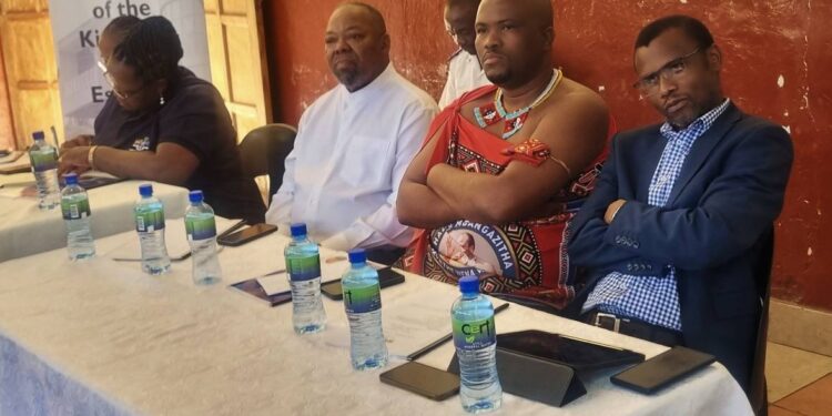 Minister of Economic Planning and Development Hon. Thambo Gina with cabinet colleagues during the launch of the Budget to the People initiative in Manzini.