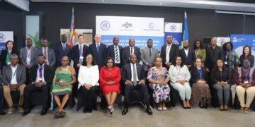Prime Minister Russell Mmiso Dlamini with officials and delegates at the launch of the SADC Regional Disaster Risk Reduction Platform, the Eswatini National Platform for DRR, and the Eswatini Drought Centre of Excellence in Mbabane.