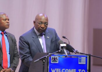 Prime Minister Ntsokoane Samuel Matekane addressing delegates during the official opening of the 2025 Sebabatso Conference in Maseru. Photo: Mathealira Makhaola