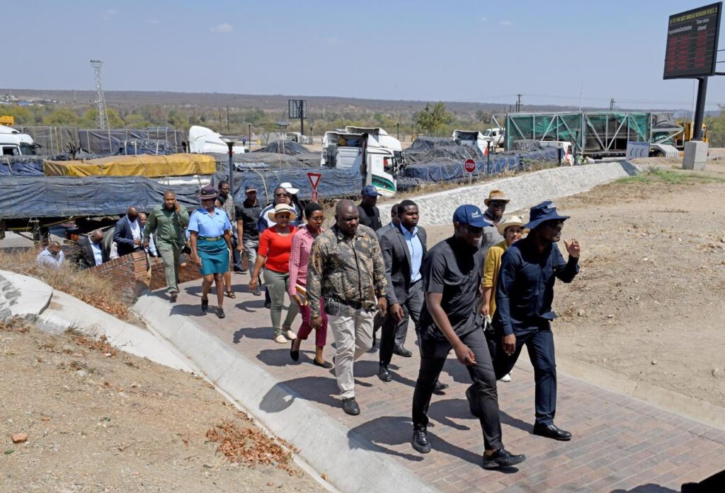 Zimbabwe’s Foreign Affairs Minister Prof. Amon Murwira with South Africa’s International Relations Minister Ronald Lamola during their meeting at the Beitbridge One Stop Border Post on Saturday.