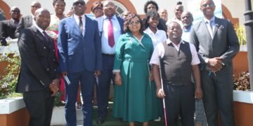 Acting Deputy Prime Minister Jane Mkhonta Simelane with the visiting Namibian Disability Council delegation, joined by local disability stakeholders in Mbabane.