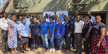 Immigration officers from Mhlumeni, Lavumisa and Lomahasha border posts pictured after completing customer care training at KaMsholo Bushveld Safaris in Big Bend.