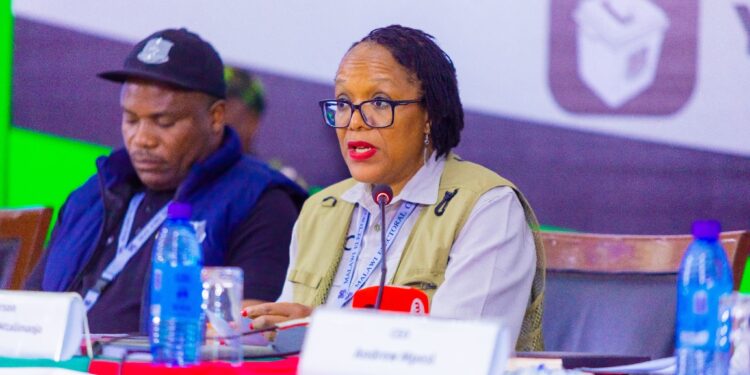 Justice Annabel Mtalimanja, Chairperson of the Malawi Electoral Commission, provides an update on the tallying and partial results of the 2025 presidential election.