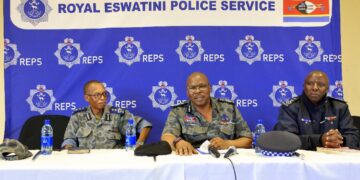 National Commissioner of Police, Mr Vusi Manoma Masango, addresses 32 IPOs at the closure of the Police Pre-Deployment Training course in Ngonini today.