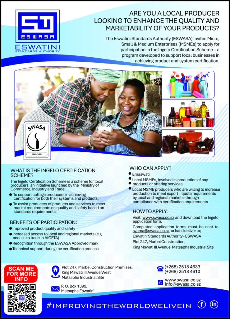 SWASA is inviting local MSMEs to apply for the Ingelo Certification Scheme, aimed at boosting product quality and access to wider markets.