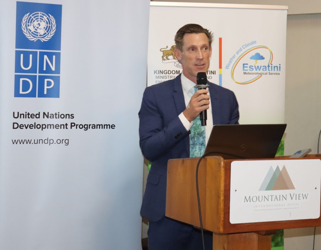 UNDP Resident Representative Henrik Franklin speaking during the NDC 3.0 stakeholder validation meeting in Mbabane.