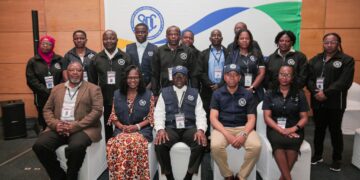 Head of Mission Honourable Justice Andrew K. C. Nyirenda with delegates of the SADC Electoral Observation Mission during the official launch in Mahe, Seychelles on 20 September 2025.