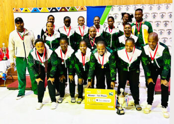 Correctional Sunrise Volleyball Club teams celebrate their success in Lesotho after reaching the finals