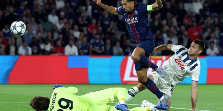 Paris St-Germain's first goal against Atalanta came after only 135 seconds