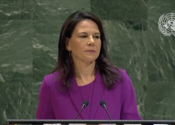 The President of the United Nations General Assembly, Annalena Baerbock, addressing the official opening of the 80th session. (Courtesy Pic)