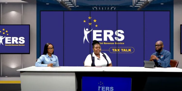 ERS representatives with Eswatini TV presenter during the Bafundzise campaign discussion